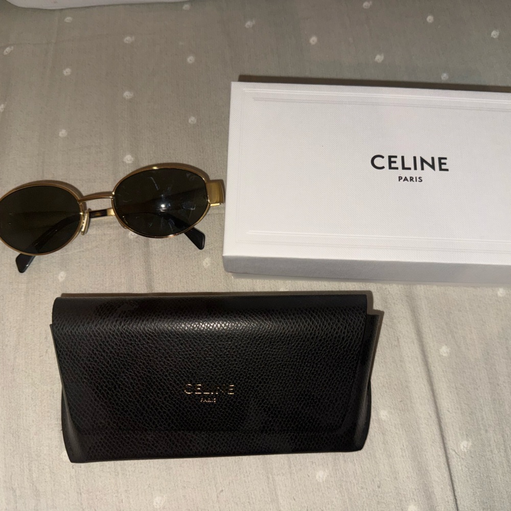 Celine triomphe oval gold women’s sunglasses